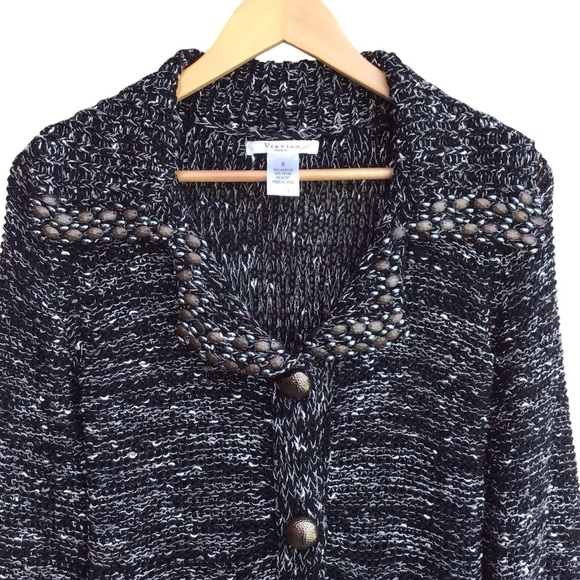 Vertigo Paris Beaded Button Up Long Sleeve Sweater Size Small NEW - Picture 2 of 7